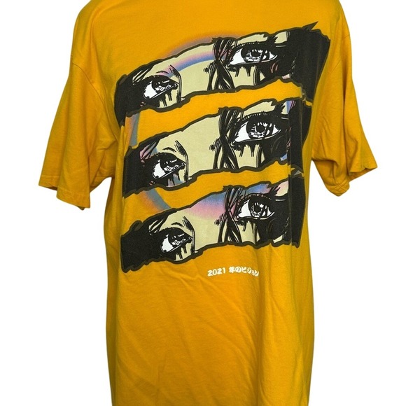 Other - Japanese Anime Eyes Franchise Brand Yellow Orange T-Shirt Size LARGE